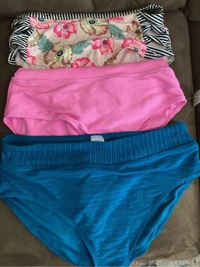 Bundle-No Boundaries Pink Swim Bottom with Black & White Stripe Trim